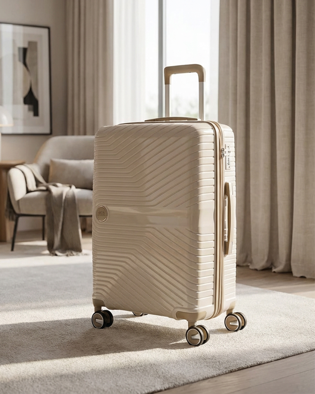 ÇÇS 5239 Krem Kahve Valiz